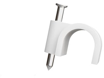 rhinocables Round Cable Clips 100 Pack Cable (White, 4mm) | Round Cable Clips 100 Pack Cable Management Clamps Wall Tidy Clips 4mm, 8mm Wire for Ethernet