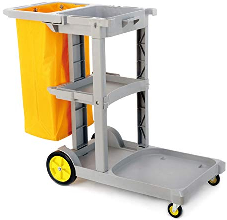 Utility Cart Organizer Aufbewahrungswagen Servicewagen Grauer Reinigungswagen Mit Abnehmbarer Tasche, Gewerblicher Hausmeister-Reinigungswagen Für Garage, Reinigung, Hotel Und Restaurant (Wagen)