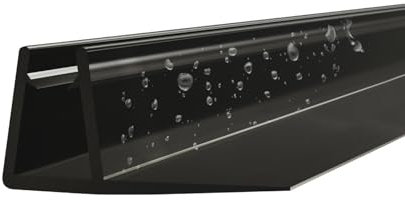 WITEN&NOCK schwarze Duschdichtung 2 x 195cm Ersatzdichtung für 8/9/10mm Dusche Wasserabweiser Dichtungsprofiler Dichtung Gerade Gummilippe 15mm
