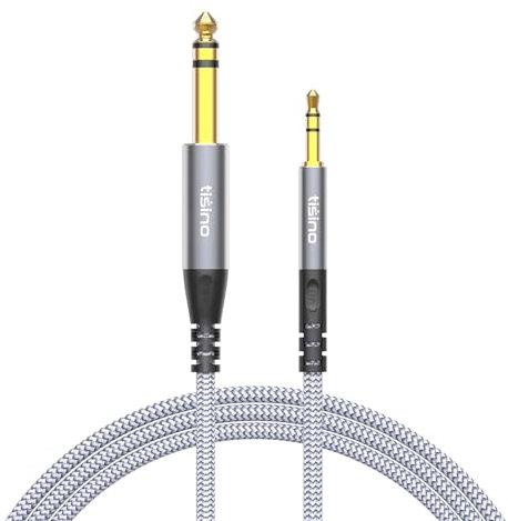 Tisino 3,5 klinke auf 6,3 klinke Kabel, 3.5mm auf 1/4 Adapter Aux Kabel Stereo Audio Kabel Nylongeflecht für Gitarre, Laptop, Heimkino Geräte, Lautsprecher und Verstärker, 3m