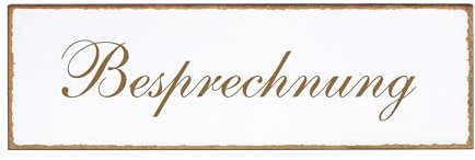 Dekolando Deko Türschild - Besprechnung - Schild 150 x 50 mm - Schilder Türschilder Namensschilder Wohnung selbstklebend Holzschild Tür Holzschilder