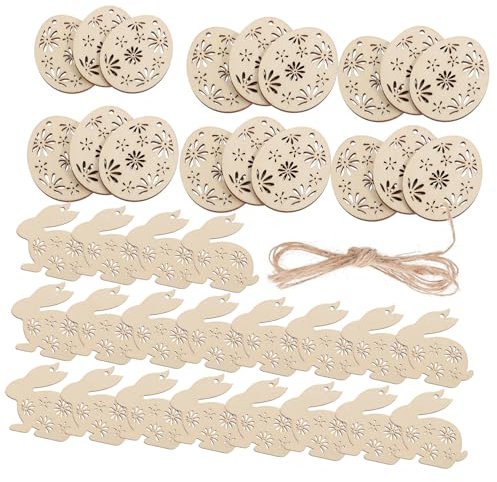 SEWACC Unvollendete Osterdekorationen 25 Stück Hölzerne Hasenausschnitte Basteln Holzscheiben Osterdekor
