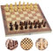 Jsdoin 3 in 1 Magnetic Chess Set - 12x12,Wooden Travel Folding/Portable Chess Kit Cardboard Games Age 5+ for Kids, Adults, Boys, Girls, Family(29cm×29cm)