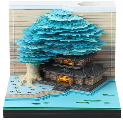 3D-Kalender 2025, 3D-Tischkalender Baumhaus, 3D-Notizblock, kreativer Desktop-Stifthalter-Notizblock, DIY-Arbeitsplattendekorationen