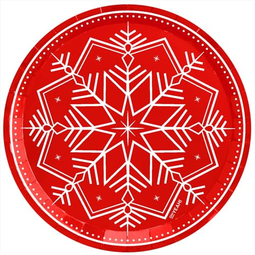 OH YEAH - Décoration de Noël Winter rouge - Table de Noël - Vaisselle de Noël - Thème de Noël - Design unique (assiette)
