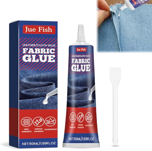 UptVin Colla per Tessuti Trasparente 50 ml, Adatta a Cotone, Flanella, Denim, Pelle, Poliestere e Riparazione Bambole. Si Asciuga in 24h ed è Impermeabile