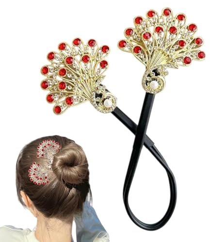 Peafowl Hair Bun, Lazy Hair Curler, chinesischer Stil, Donut-Maker, eleganter Haarzubehör, modisches Haarwerkzeug, für tägliches Haar, Locken für Bunts, Peafowl Hair Tool, Stylish Bun Maker