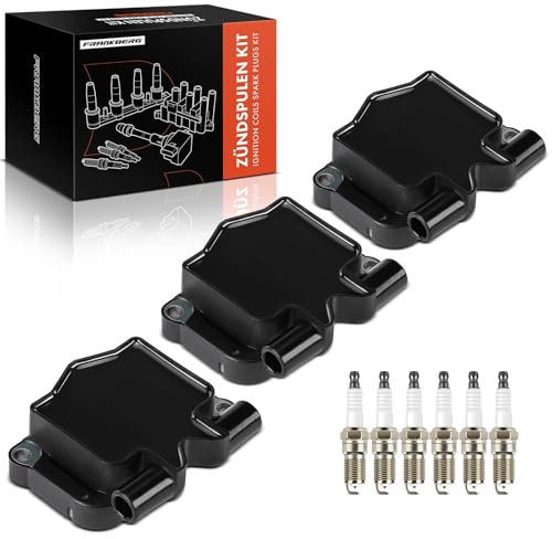 Frankberg 3x Zündspule + 6x Zündkerze Benzin 0001587703 | Kompatibel mit R.o.a.d.s.t.e.r Coupe 452, Cabrio 450, Fortwo Cabrio 450, R.o.a.d.s.t.e.r 452, Fortwo Coupe 450