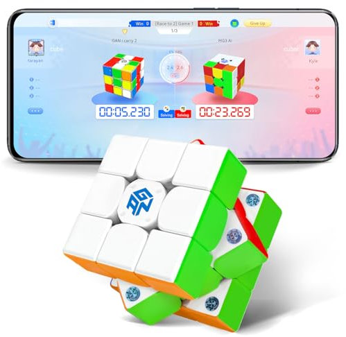 GAN 356iCarryE Smart Cube 3x3 Zauberwürfel mit app Online-Wettbewerb, Smart Speed Cube 3x3 Magnetisch Cube Bluetooth Würfel Magnetischer Speed Würfel mit 150st Akkulaufzeit(Frost Version)