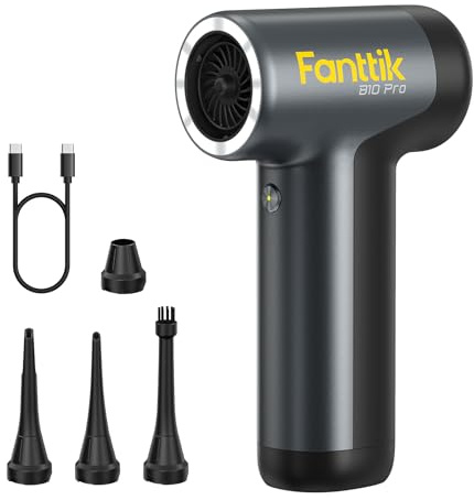 Fanttik B10 Pro Elektrische Staubgebläse, Electric Air Duster-Grau | 110000 U/min bürstenloser Motor, 3-Gang einstellbare Mini-Gebläse mit Ein-Knopf-Booster für PC, Tastatur, Elektronik,Werkbank