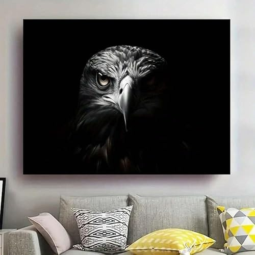 XINBAO Adler-Porträt-Leinwandkunst-Poster, moderne Wanddekoration für Wohnzimmer und Schlafzimmer, majestätisches Tier-Leinwandgemälde (80 x 110 cm/rahmenlos)