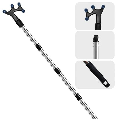Boat Hook with 3-12Ft Adjustable Extension Pole, Stainless Steel Boat Accessories with Protective Rubber, Durable, Sturdy & Scratch-Resistant ,Threaded End Poles for Docking, Push-Pull and Boating