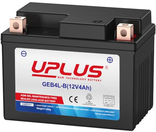UPLUS YTX4L-BS/YB4L-B 12V 4Ah 110A GEL Motorradbatterie GEB4L-B | Wartungsfrei, für Motorrad, Roller, Quad, UTV. 113L×70B×85H(mm), vor Kauf Maße prüfen