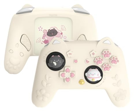 playvital Coque en Silicone pour Nintendo Switch 2 Pro Manette Accessoires | Housse Grip pour Switch 2 Pro Controller avec Protections de Boutons Arrière & Capuchon Joystick & Autocollants-Jaune Antique