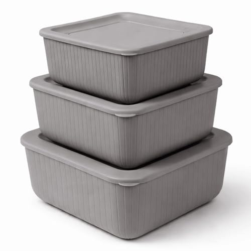 Pro Home Frischhaltedose mit Deckel 3er Set (0,5L, 1,0L, 1,5L) Luftdicht BPA-Frei aus Kunststoff FoodPrep Meal Prep Vorratsdose Clip und Close - Grau