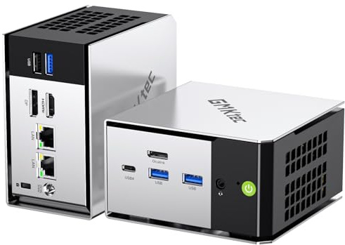 GMKtec Mini Gaming PC, M8 Desktop Computer AMD Ryzen 5 PRO 6650H (6C/12T 4,50 GHz), Dual 2.5GbE LAN, 16GB LPDDR5 RAM + 512GB PCIe SSD Mini Computer, Oculink, USB4, HDMI, USB-C，Micro PC