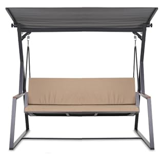 Setgarden Hollywoodschaukel Auflage, 7 cm dick, Sitz- und Rückenpolster, Abnehmbarer Bezug, Wendbar, Garten Polster Set (Beige, 180x50x50cm)