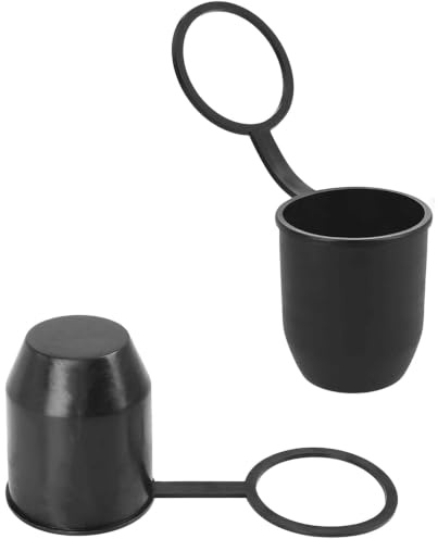 Lot de 2 Cache Boule d'Attelage en Caoutchouc pour Voiture, Pickup | Noir, Protection Boule Attelage de Remorque avec Anneau Anti-Perte, Protège Boule de Remorquage Imperméable pour Caravane