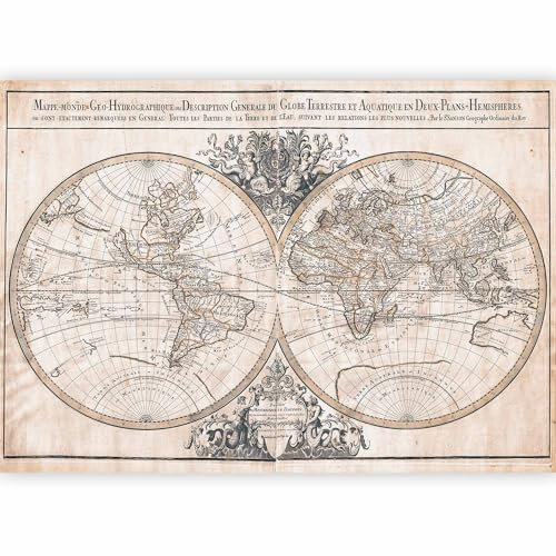 Fotomurales B&D XXL - 350x256 cm fotomurales tejido no tejido - decoración de pared XXL moderna - de diseno - papel pintado pared - Mapamundi Mapa Mundi Continente k-B-0033-a-a