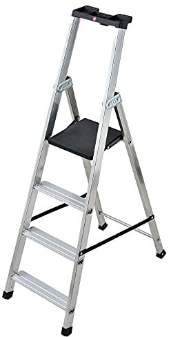 Escabeau Aluminium Professionnel Hailo - 4 marches - Hauteur de Travail 2,90 m