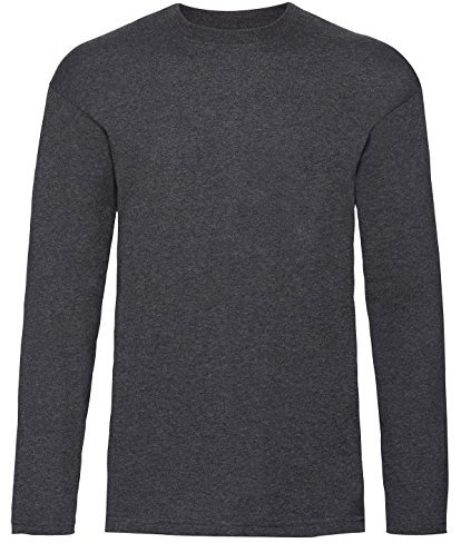 Fruit of the Loom Mens Long Sleeve Value T Shirt Dark Heather M