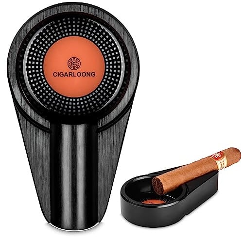 CIGARLOONG Posacenere per sigari singola scanalatura per portacenere per patio/esterno/interno casa (colore: nero)