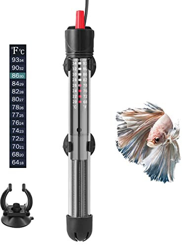HITOP HP-608 Submersible Aquarium Heater 100W 200W 300W With Thermometer and Extra Sucker Cup (100W)