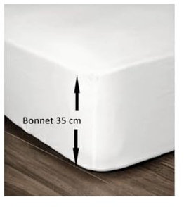 LOVELY HOME Drap Housse 100% Coton 140x190cm - Bonnet 35cm - Blanc