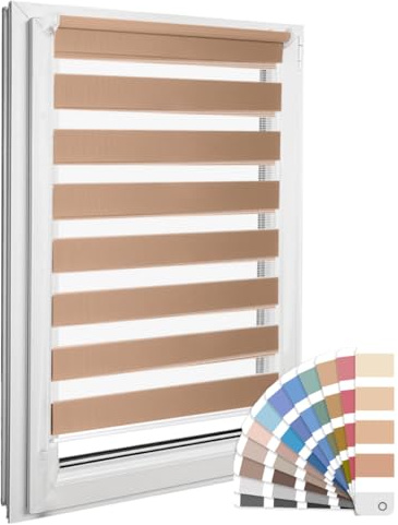 Home-Vision Premium DuoRollo Klemmfix ohne Bohren Beige B80 x H150cm | Doppelrollo mit Klemmträgern für Fenster & Türen Lichtschutz Tag & Nacht Rollos einfache Montage