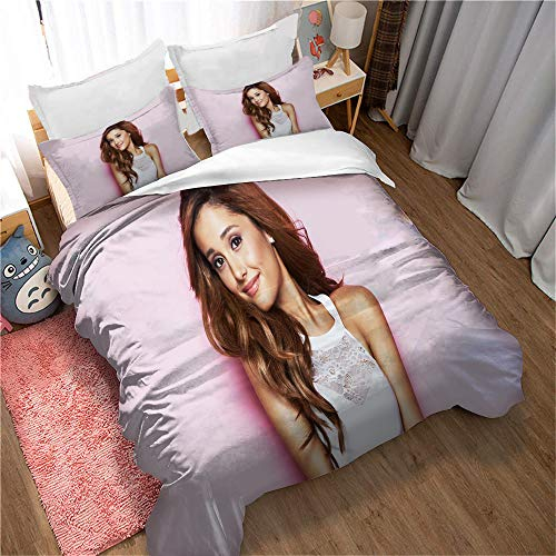 Ste-X Bettbezug-Set 3-teilige Reversible Bettdecke Mit Bedruckter Ariana Grande-Bettdecke Und Reißverschlüssen Ultraweiche Mikrofaser (220 x 240 cm,Bild 03)