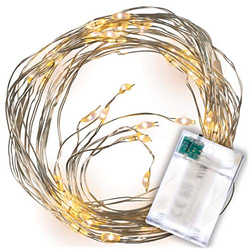 Lichterregen – 64 LED warm weiß 8 silberne Drähte mit je 8 LED Batterie Timer Lichterkette Weihnachtsdeko Partydeko Lichterbündel Xmas-Deko