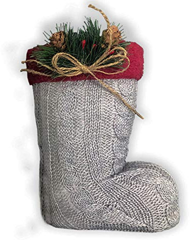 SHACAMO Nikolaus-/ Weihnachts-Stiefel zum Befüllen in 5 Varianten, 19 cm (Stiefel Grau)