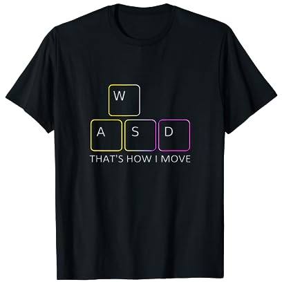 GAMER WASD Designs - Herren T-Shirt Schwarz S - Klassisch, Kurzarm, Einfarbig, Gamer Design
