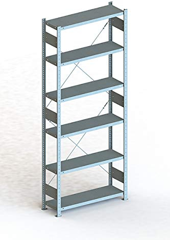 Steckregal aus Metall - Stecksystem Lagerregal 250 x 100 cm - 30 cm tief verzinkt - Fachlast 150 Kg