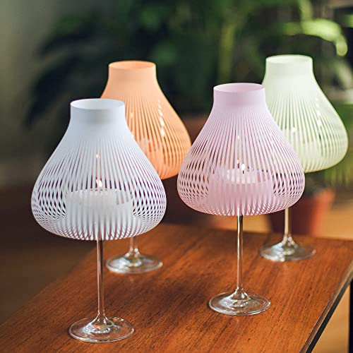 MISS MOLLY 4er Set Pastellmix, Lampenschirme für Weingläser als modernes Teelichtglas, Geburtstag Verlobung Hochzeit Dekoration, ausgefallenes Weingeschenk Weinzubehör, Geschenkidee für Weinliebhaber