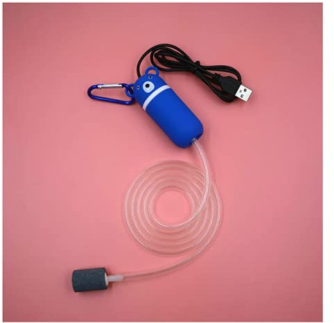 Cukol Mini Usb Aquarium Air Pump Fish Tank Silent Kit, Fish Tank Air Pump Aquarium Silent, Oxygen Pump for Aquarium Fish Tank Air Stone and Pump Kit (Blue)