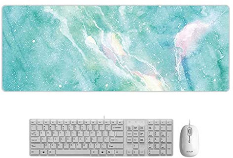 KJXNED - Tapis de Souris Gaming XXL 1000x500 mm Peinture Verte Gamer Mouse Pad Surface Antiderapant Base en Caoutchouc Antidérapante pour Gamer PC et Ordinateur Portable