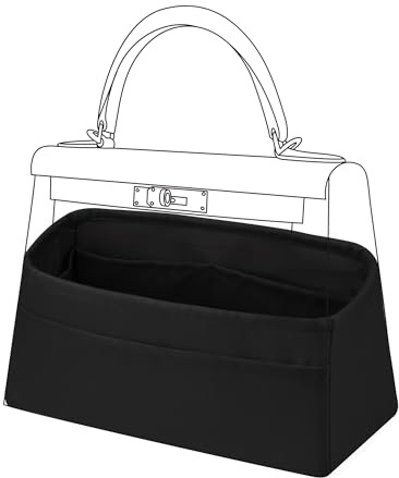 DGAZ Satin Handtaschen Organizer für Kelly 32, Bag Organizer, Schwarz | Luxuriöse Satin-Innentasche, Perfekte Passform, Sanfter Schutz, Leicht