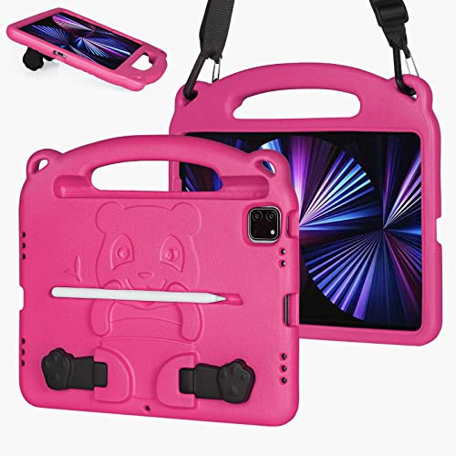 KINGSKEEN Funda para 10,9 Pulgadas iPad Air 5 / Air 4 (2022/2020), iPad Pro 11 Pulgadas 2022/2021/2020/2018, Eva Liviana a Prueba Golpes Niños Funda, con Correa el Hombro y portalápices (Rosa)
