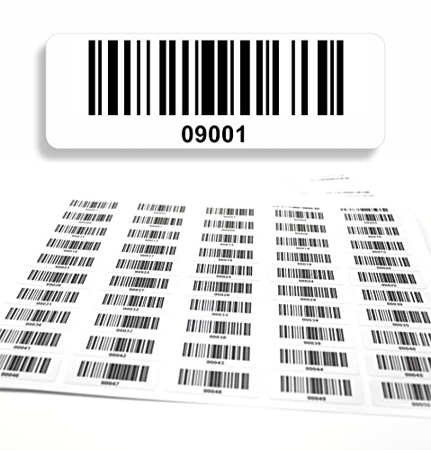 beihaasnatuerlich Barcodeetiketten 09001-10000 fortlaufend 5-stellig DGUV Prüfung Barcode Etiketten 1.000 Stck Strichcode Elektrotechnik Code128 selbstklebend 50x17mm (09001-10000)