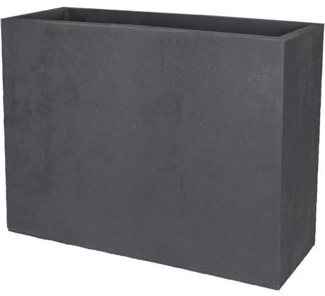 EDA - Muret Loft L Basalt 46 L - Décor Imitation Béton - Double Paroi - Zone de Rétention d'eau - 78 x 29 x H.60 cm - Gris Anthracite