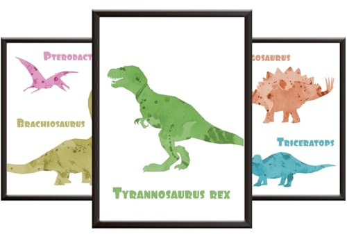 Hey Chimp Dinosaurier Poster für Kinder - Pädagogische Dinosaurier-Drucke für Jungenzimmer, Kleinkinderzimmer, Kinderzimmer oder Spielzimmer ungerahmt Jurassic Poster Jungen Wandkunst - Buntes A4