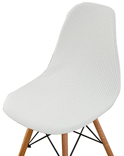 Highdi Cord-Jacquard Schalenstuhl Bezug, Stuhlbezug 2/4/6 er Set Stuhlbezüge Stretch Esszimmerstühle Bezug Moderne Elastischer Stuhlhussen Abnehmbar Waschbar Küchenstühle Husse (Weiß,4 PCS)