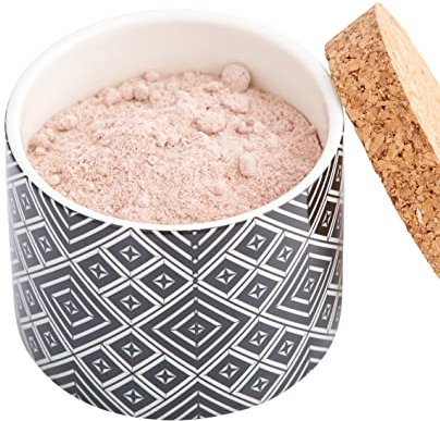 Himalayan Kala Namak Black Salt Extra Fine in Ceramic Pinch Pot Salt Pig with Lid 200g