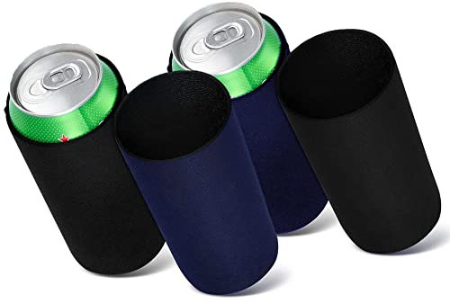 Enfriador Latas de Latas 4 Piezas Funda Lata Cerveza Cubrelatas de Cerveza Cubre Latas Funda Latas Neopreno Enfriador Cerveza Adecuado para Reuniones Familiares Fiestas de Cerveza Azul Marino y Negro