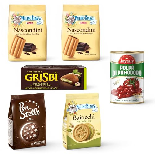 Mulino Bianco 5 Confezioni di Test per Biscotti Nascondini Baiocchi Pistacchio Pan di Stelle + Matilde Vicenzi Grisbi Pistacchio 150 g
