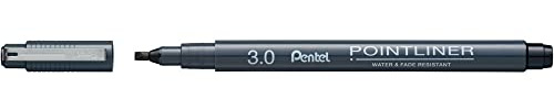 Pentel Pointliner Calligraphy S20P-C30A, Fineliner mit metallgefasster Kalligraphiespitze, schwarz, wasserfest und lichtecht, 3.0 mm, VE=12 Stück