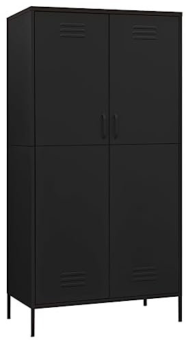 vidaXL Kleiderschrank Schwarz 90x50x180 cm Stahl