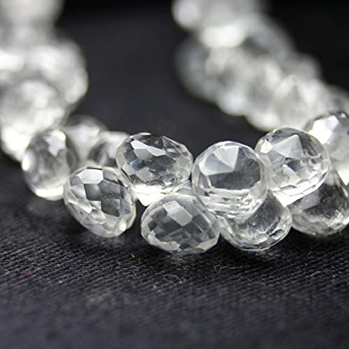 LKBEADS Crystal Quartz Micro Faceted Onion Briolettes Set of 4 Icy Clear Semi Precious Gemstones 6 mm