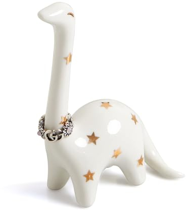 PUDDING CABIN Weißer Dinosaurier-Ringhalter Verlobung Hochzeit Ringständer Dinosaurier Geschenke Niedlich Preppy Room Decor Geburtstagsgeschenke für Frauen Sie Mädchen Freunde Brautdusche Brautjungfer
